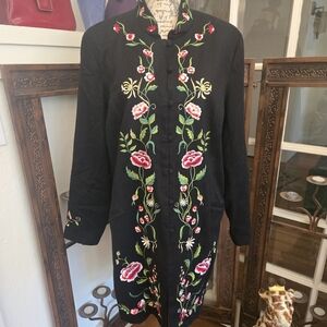 Victor Costa Occasion Floral Embroidered Jacket, Sz L